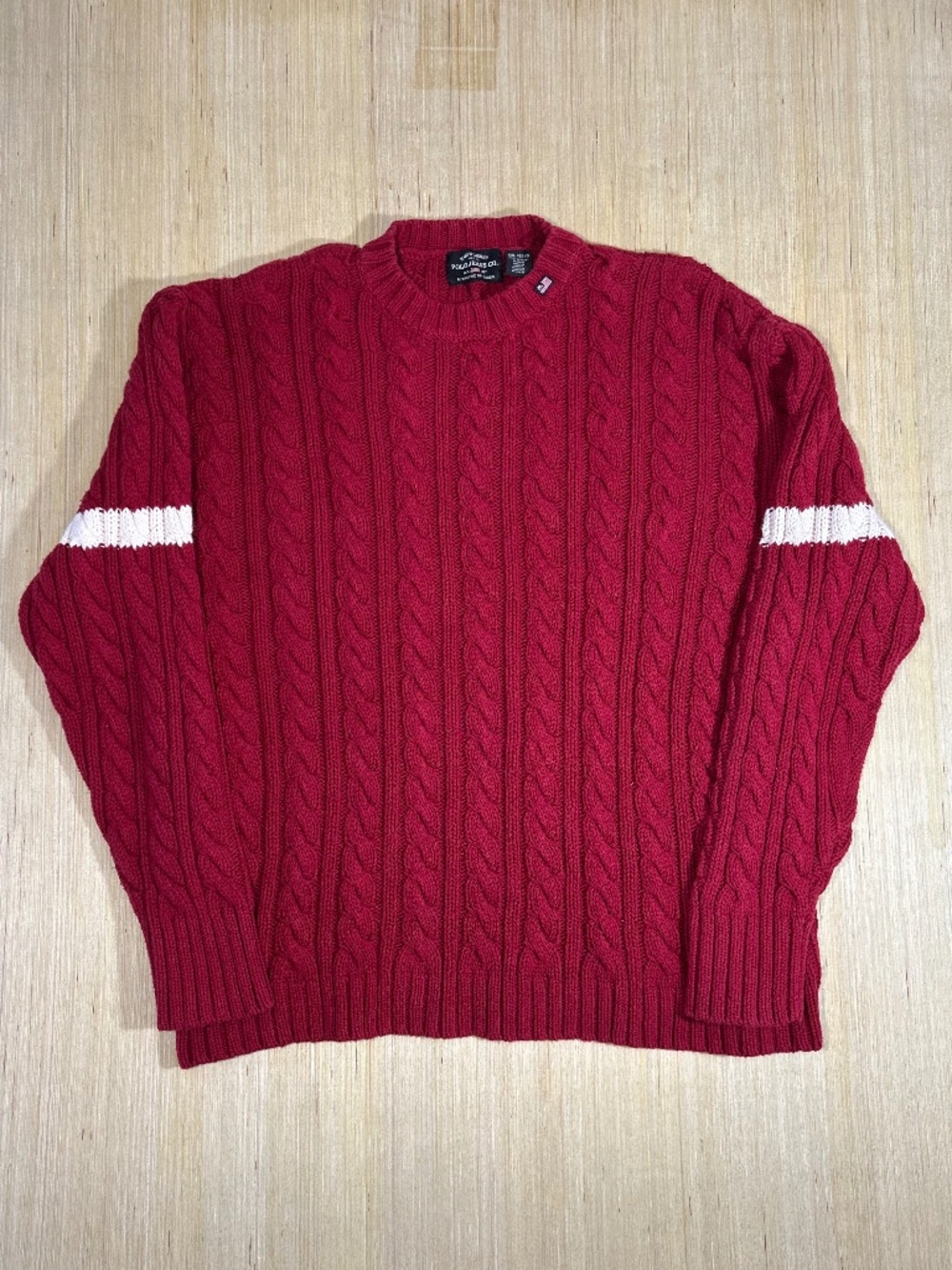 VTG Ralph Lauren Polo Jeans Co Red Chunky Cable Knit Sweater Mens XXL